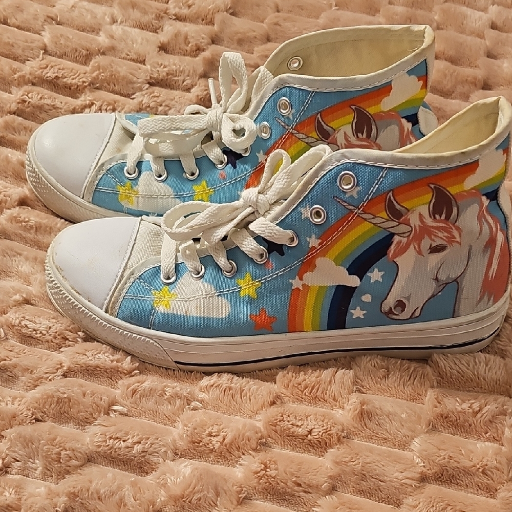 Kids Unicorn High-Top Sneakers - Blue and White